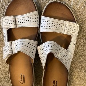 Clarks White Sandals